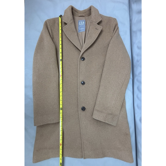 Gap Wool Blend OverCoat Mens Small (46) Camel Tan Italian Academia Office - Picture 4 of 16